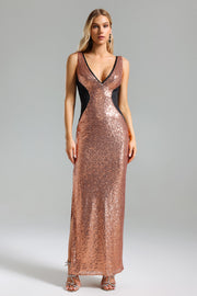 Winifred V Neck Sequins Maxi Dress